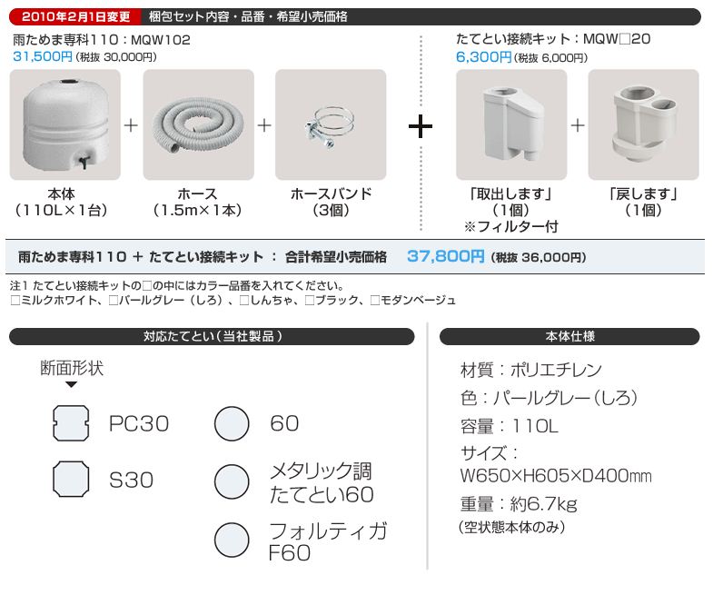 パナソニック小型雨水貯留タンク「雨ためま専科」